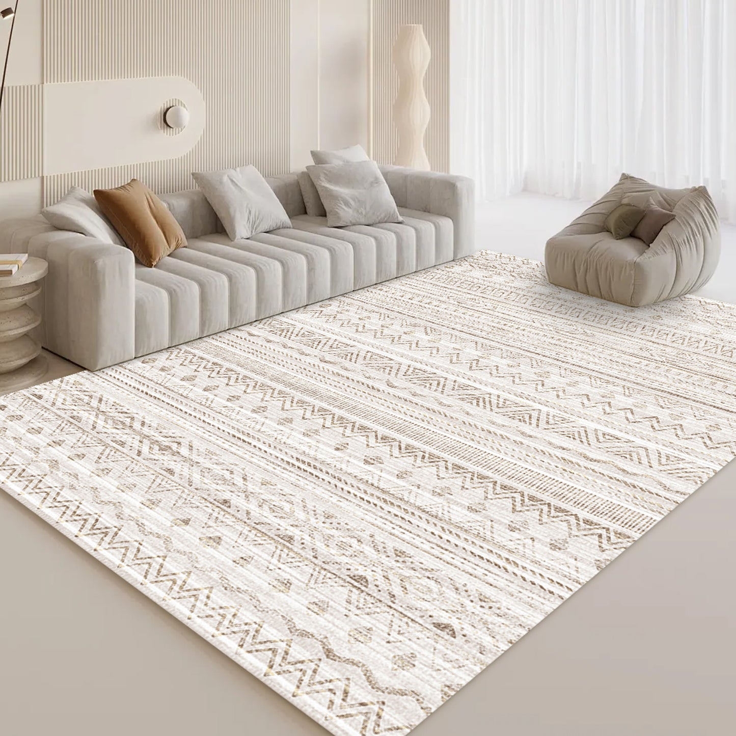 Pentantan Area Rugs 8'x10', Machine Washable Living Room Rug, Soft Moroccan Indoor Carpet for Bedroom, Brown