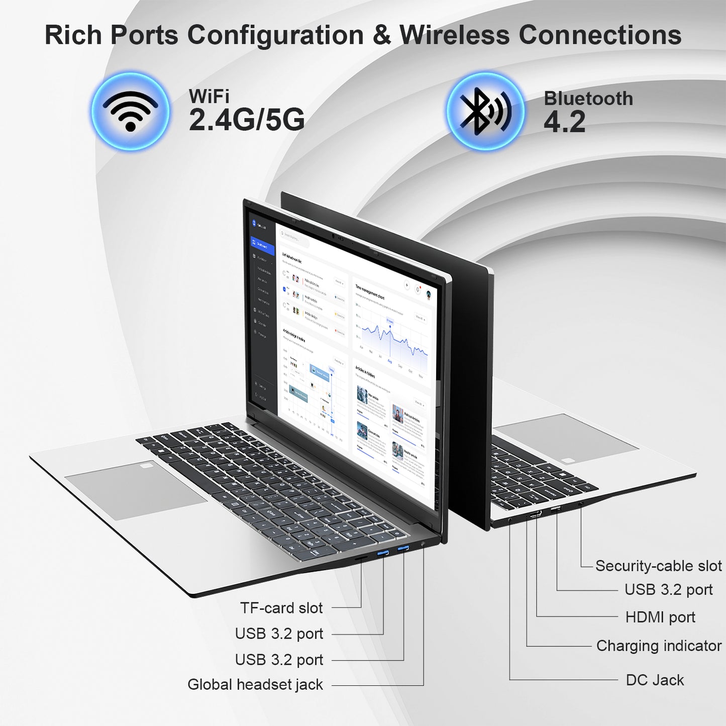 SANPTENT 17.3" Windows 11 Pro Laptop 16GB RAM 512GB SSD with 4 Core Intel Celeron N5095, 1600x900 IPS Screen, FingerPrint, Backlit Keyboard
