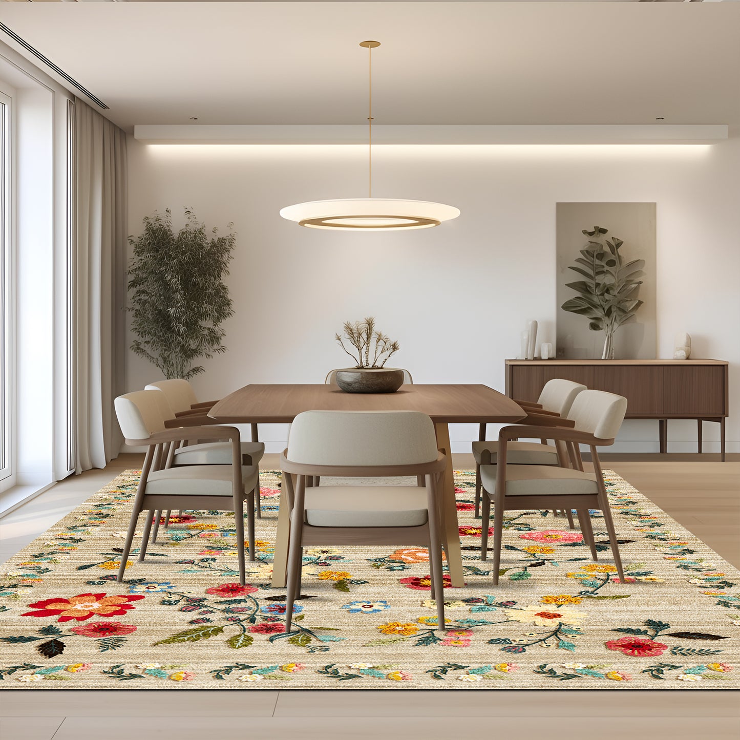 Pentantan 6'x9' Floral Area Rugs, Machine Washable Rug for Living Room- Soft Indoor Carpet, Low Pile for Bedroom, Dining Room, Playroom, Office