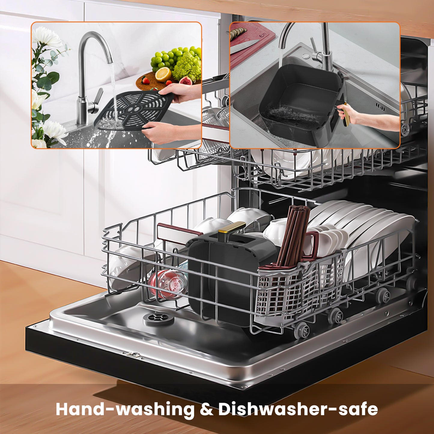 Bluebow Newest Air Fryer Large 8.5 QT, White, 8 in 1 Touch Screen, Visible Window, 1750W