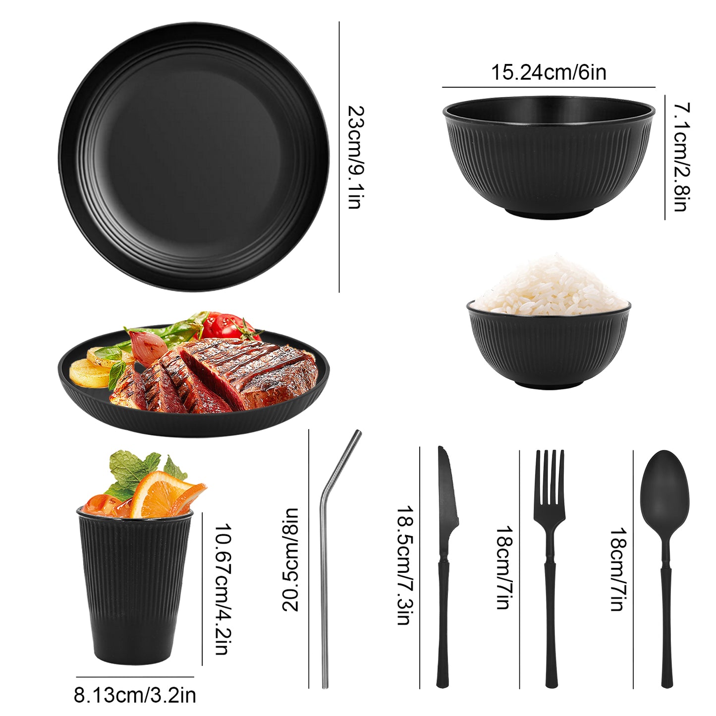 Wheat Straw Dinnerware Sets 42 Pcs, Dinnerware Sets for 6 , Unbreakable Microwave Safe, Beige