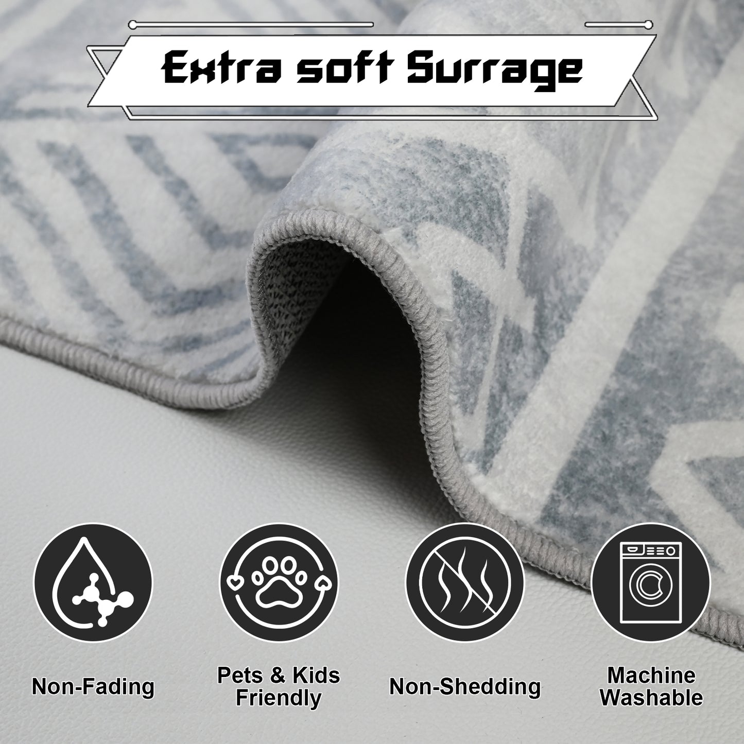 Pentantan Area Rugs 2'x3', Machine Washable Neutral Geometric Living Room Rug, Soft Moroccan Indoor Carpet for Bedroom, Gray