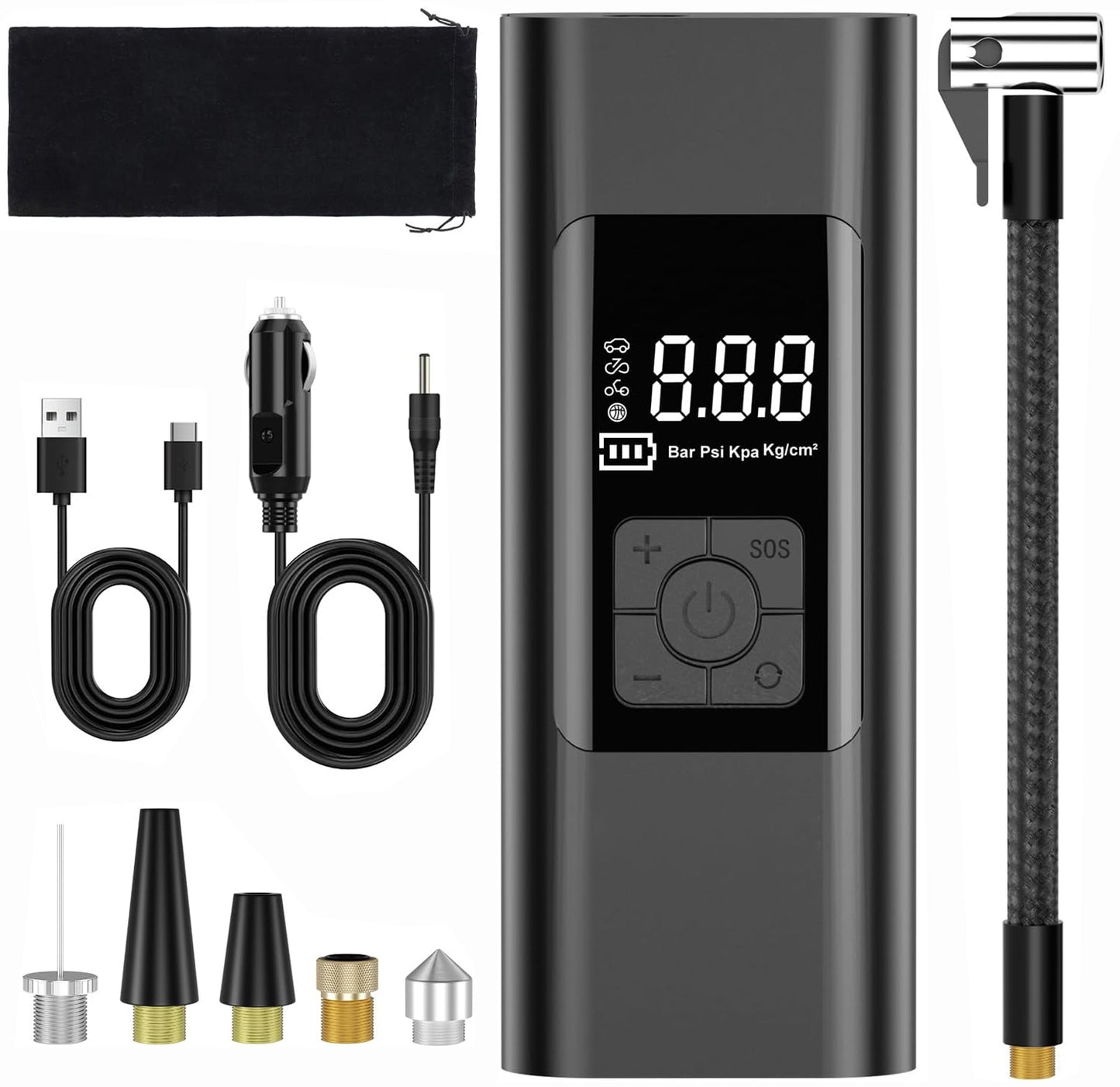 Lieucyst Portable Tire Inflator Air Compressor, Air Pump with 12000mAh Battery, 12V Dual Power