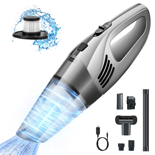 Cordless Handheld Car Vacuum, Portable Vacuum Cleaner, 8KPA Powerful Suction for Car and Pet Hair, Gray