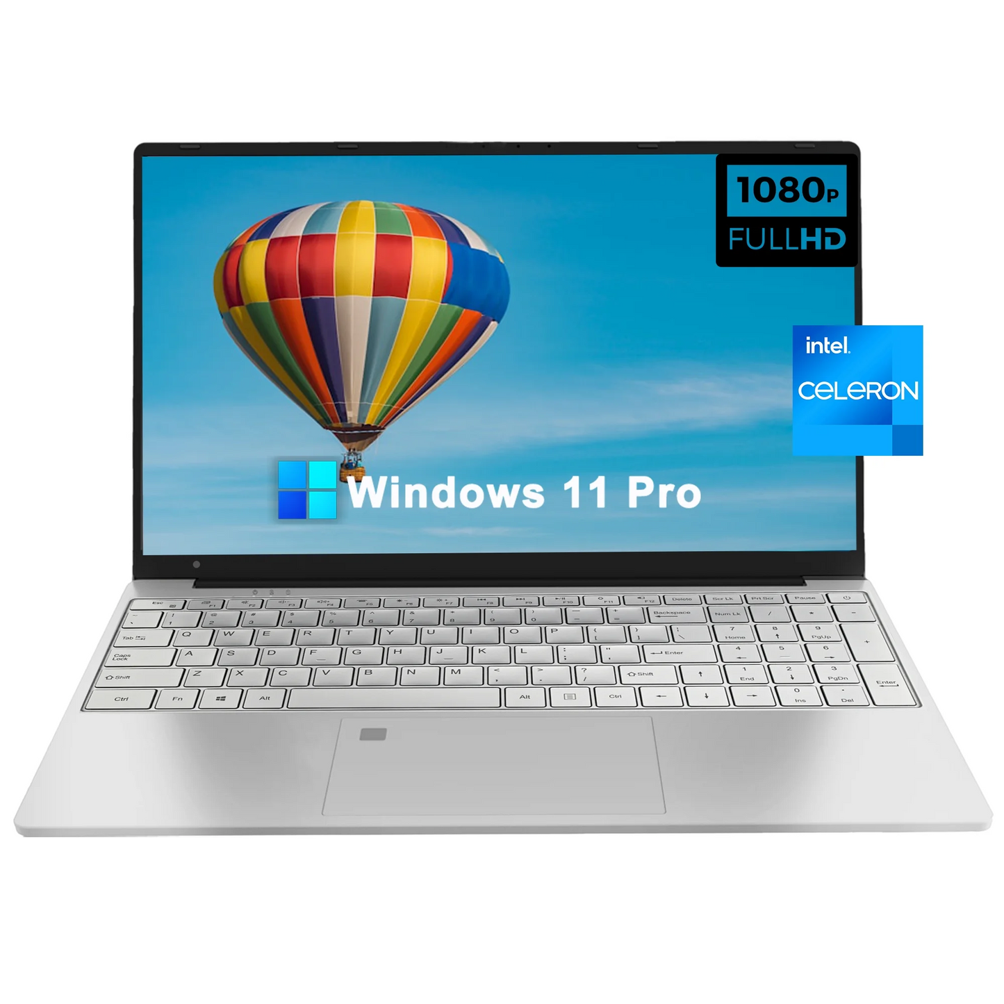 SANPTENT 15.6 Inch 1920x1080 FHD IPS Laptop, 16GB 512GB SSD, Intel Celeron N5095, Windows 11 Pro Work Computer, Fingerprint & Backlit Keyboard