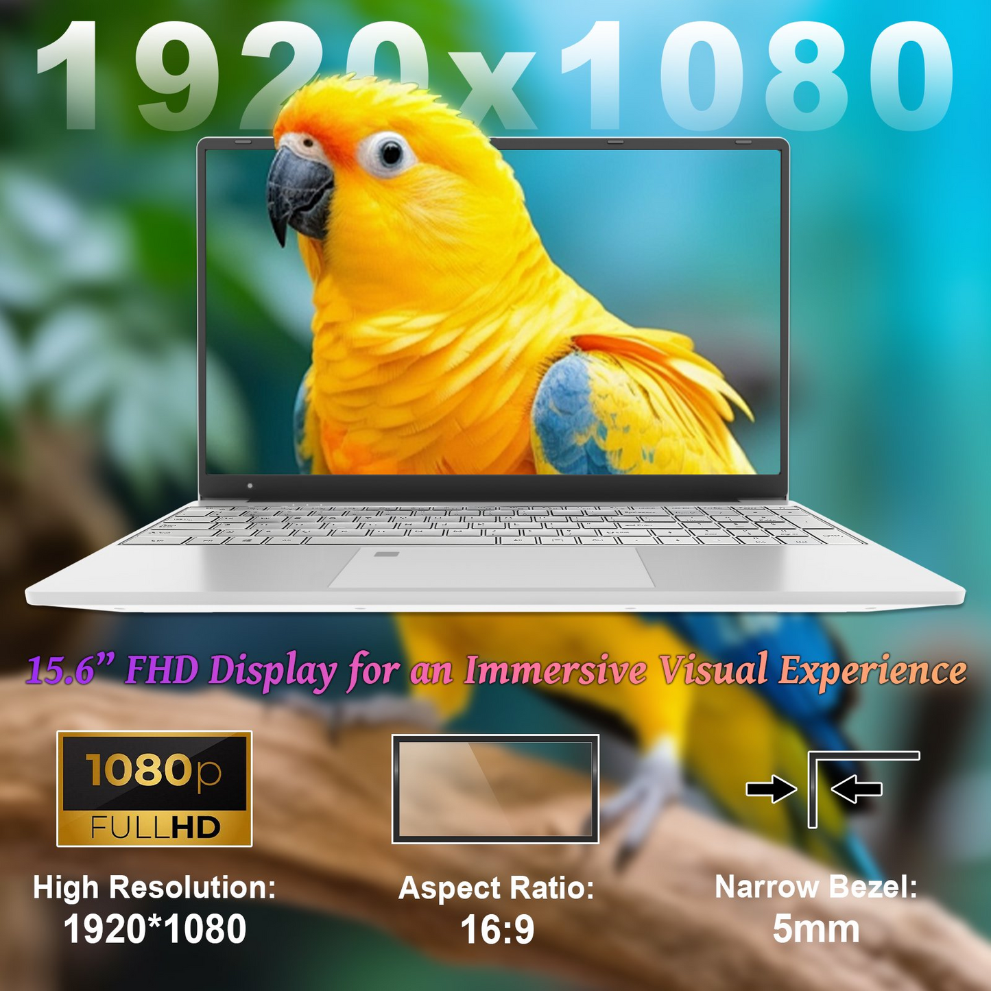 SANPTENT 15.6 Inch 1920x1080 FHD IPS Laptop, 16GB 512GB SSD, Intel Celeron N5095, Windows 11 Pro Work Computer, Fingerprint & Backlit Keyboard