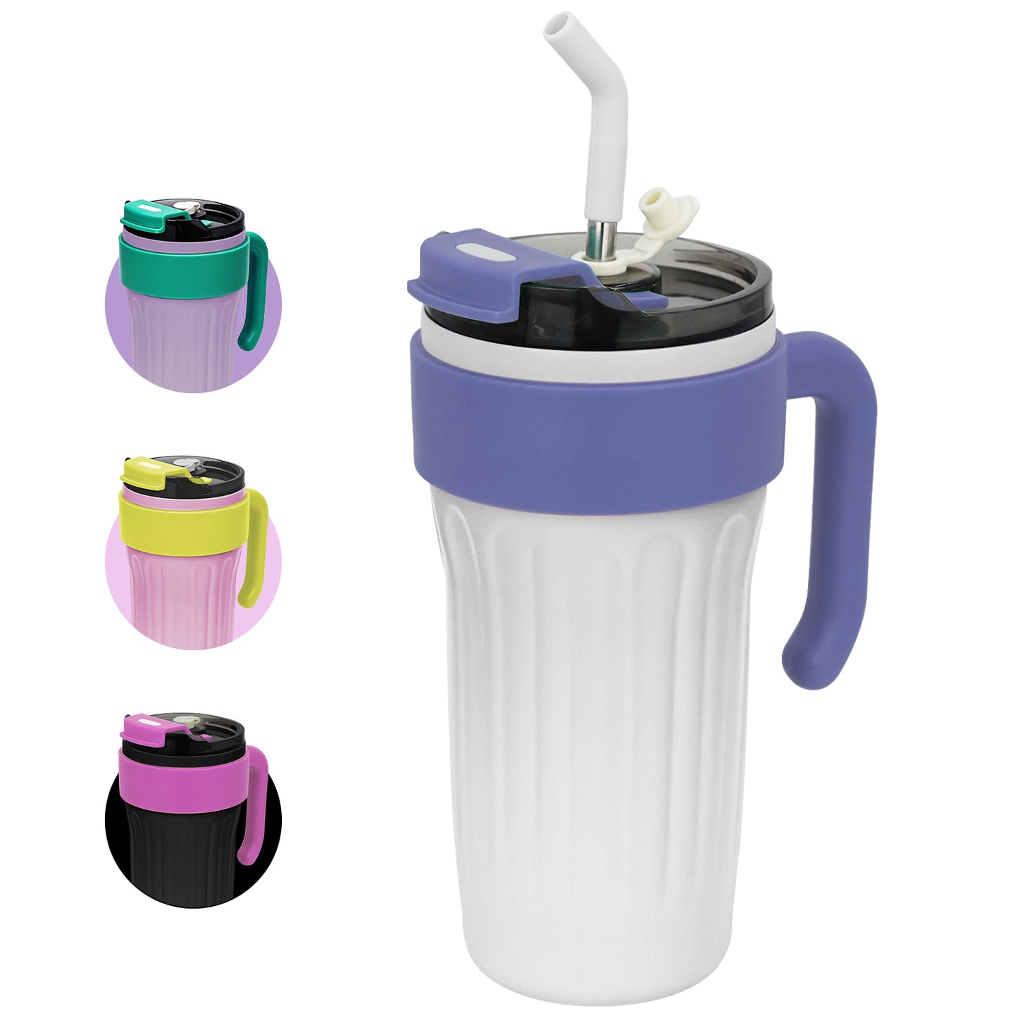 30oz Tumbler, Travel Tumbler with Handle and Straw, Stain Steel Water Bottle