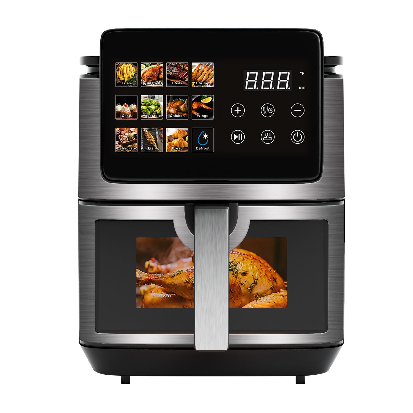 Bluebow 9QT Air Fryer with Large Touch Screen, 12-In-1 Multi-Functional, Visible Window, Oil-Free Cooking, Black