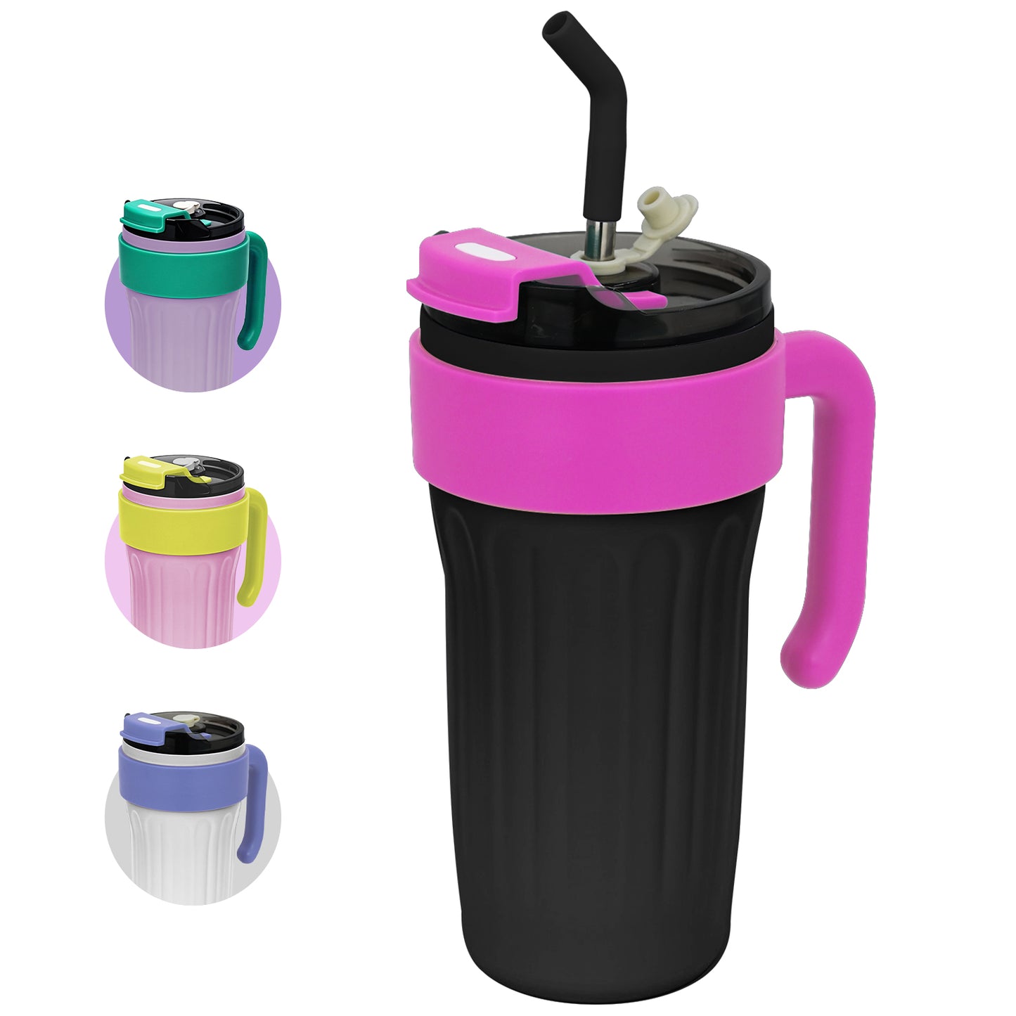 30oz Tumbler, Travel Tumbler with Handle and Straw, Stain Steel Water Bottle