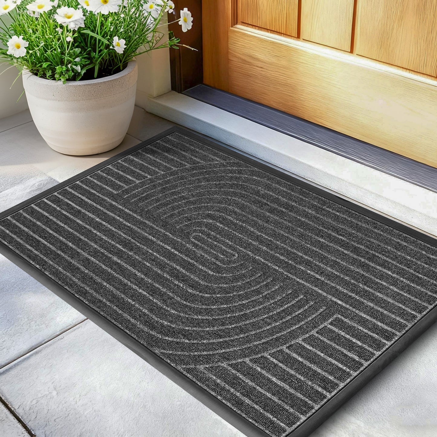 Vaparinckl Front Door Mat, Non Slip Doormat, Eco-Friendly Welcome Outdoor Mat, Absorbent Rubber, Low Profile Dirt Trapper Indoor Rug For Entryway & Outside Entrance