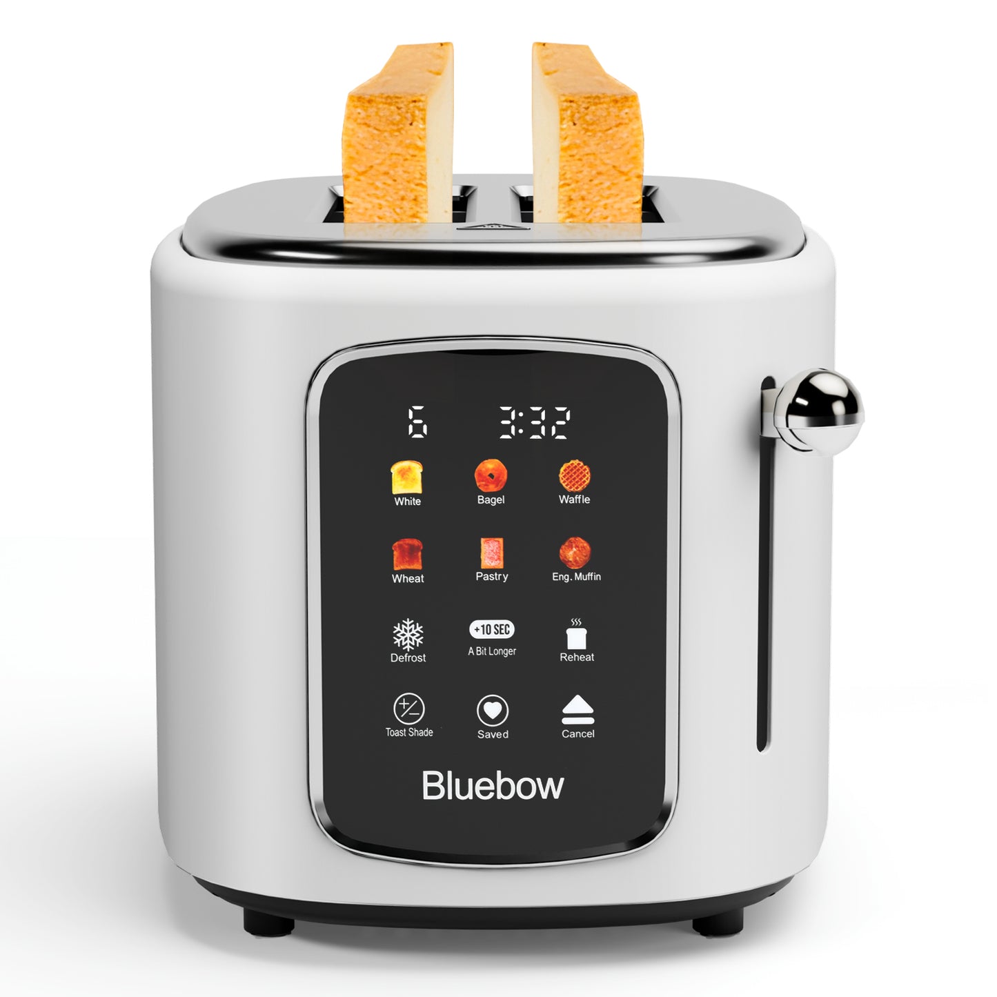 Bluebow 2-Slice Touchscreen Toaster, Removable Tray, Kitchen Appliances, Apartment Essentials (Black)