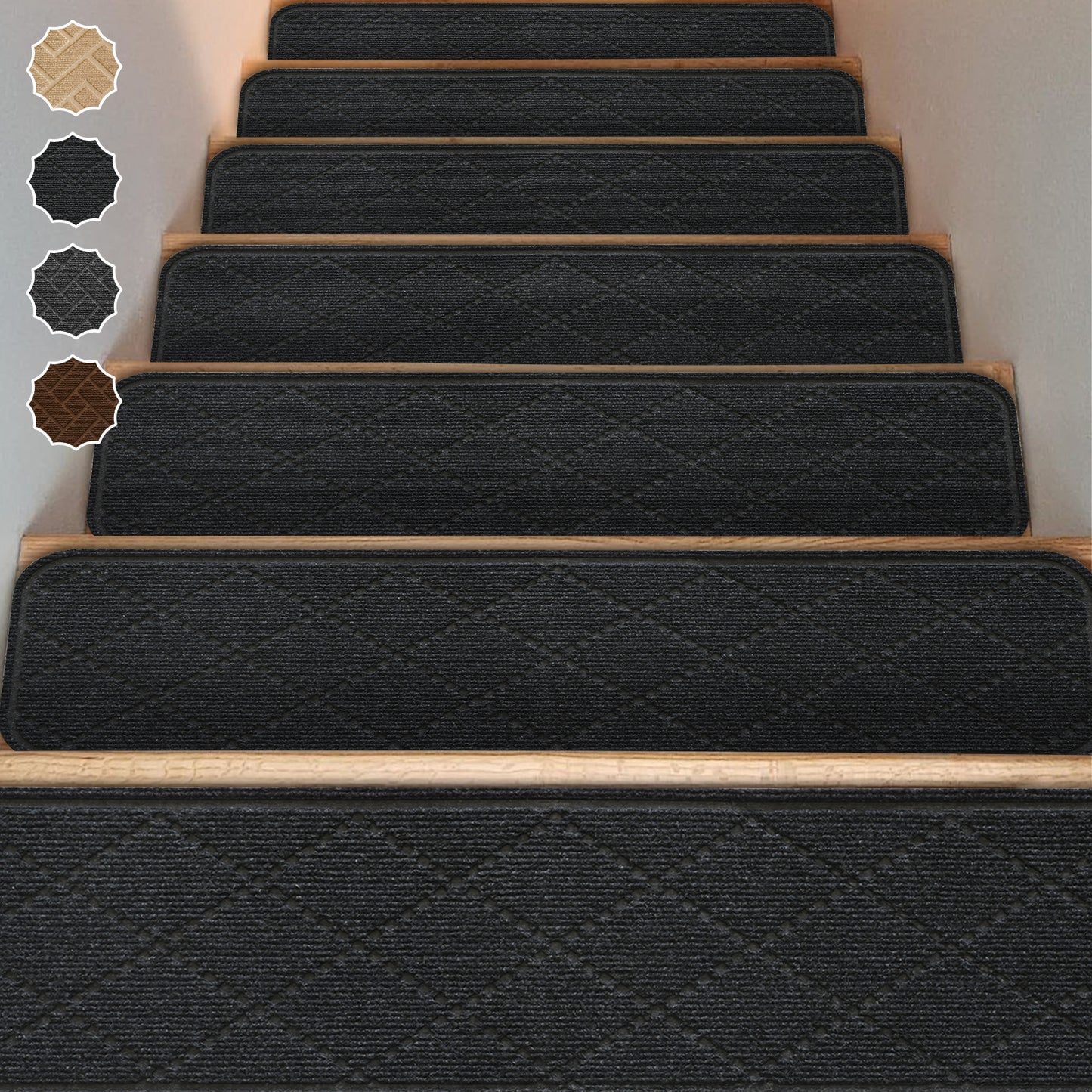 Pentantan Stair Treads for Wooden Steps, 15 Pack 8"x30" Non-Slip Stair Treads, Indoor Machine Washable Stair Runners for Elders and Pets, Beige