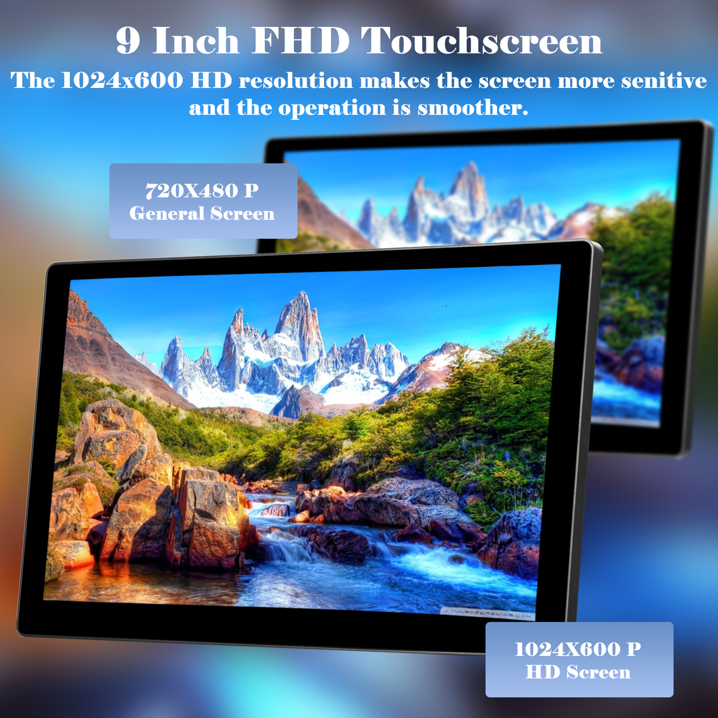 Portable Car Stereo with Wireless Apple CarPlay & Android Auto, 9" FHD Touchscreen, Backup Camera, Bluetooth, Voice Control, Siri/Google, Mirror Link, GPS, FM, AUX/USB/TF