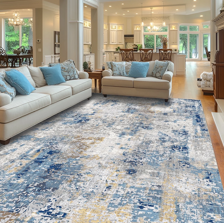 Pentantan Area Rugs, Modern Washable Rug, Indoor Carpet for Living Room, Bedroom, Blue
