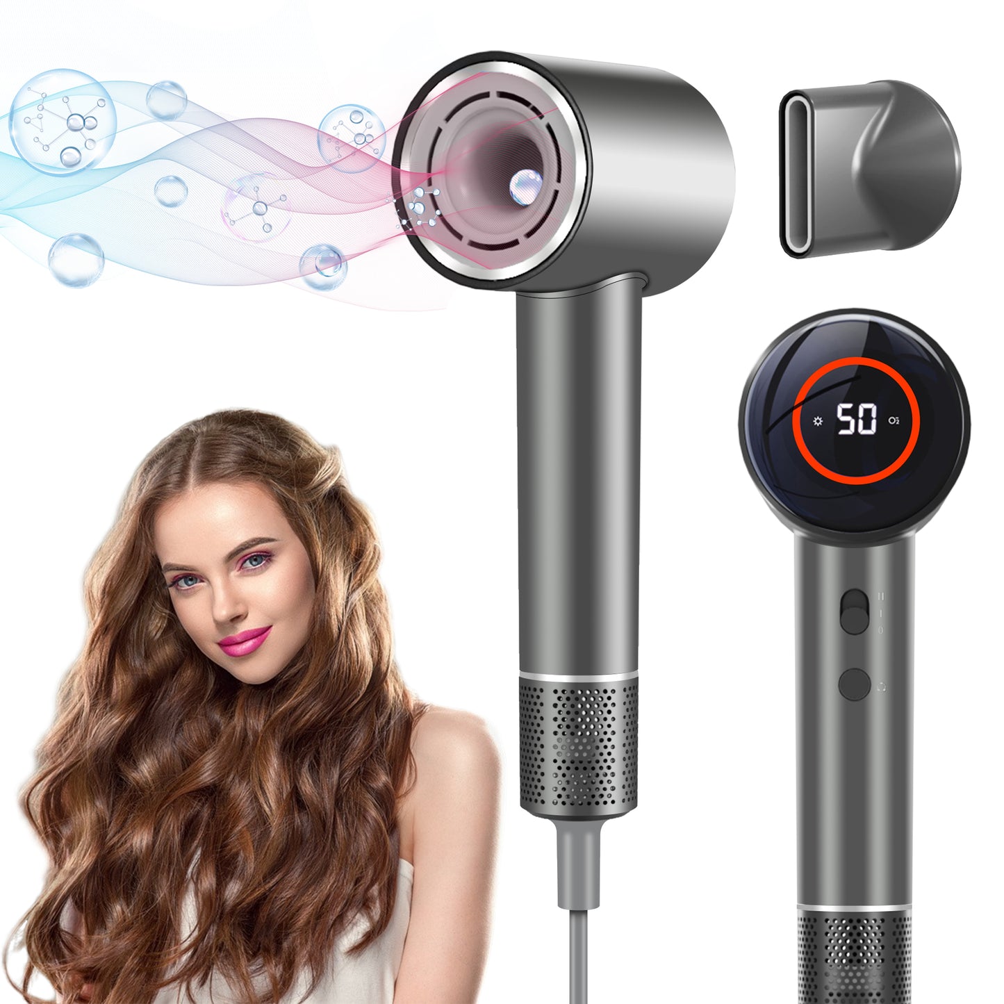 Hair Dryer, High-Speed Blow Dryer With 3 Heating Settings & 2 Speeds, 110,000 RPM Lightweight Ionic Hair Dryer, Low Noise, for Home, Travel, Salon, Gift