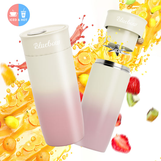 Bluebow Portable Blender for Shakes and Smoothies, Personal Size Blender with Insulated Cup, Cordless 17oz, USB-C Rechargeable, Travel