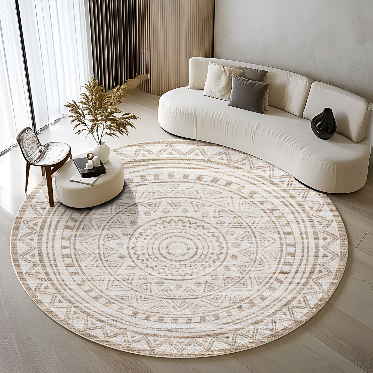 4ft x 4ft Area Rug for Living Room, Washable Rug with Anti-Slip Backing