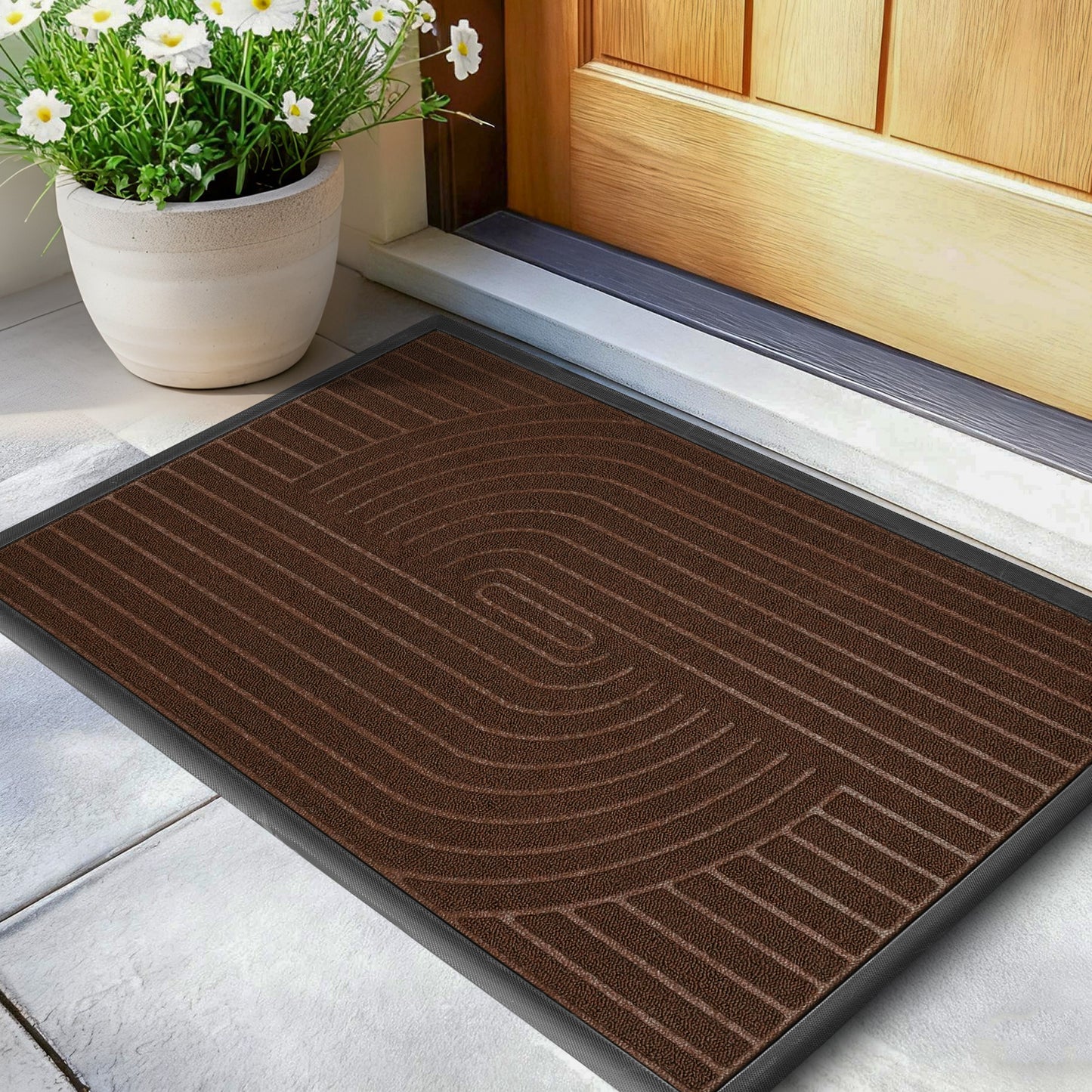 Vaparinckl Front Door Mat, Non Slip Doormat, Eco-Friendly Welcome Outdoor Mat, Absorbent Rubber, Low Profile Dirt Trapper Indoor Rug For Entryway & Outside Entrance