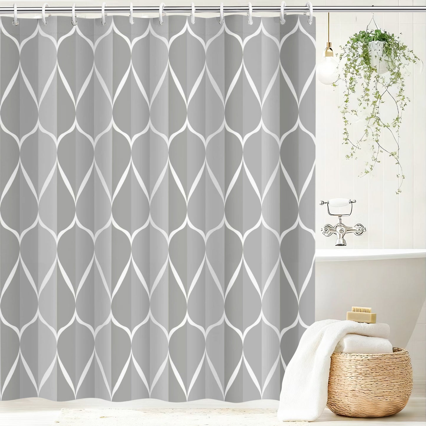 Vaparinckl Fabric Shower Curtain, Floral Watercolor Waterproof Liner Set with Hooks for Bathroom, 72"x72"