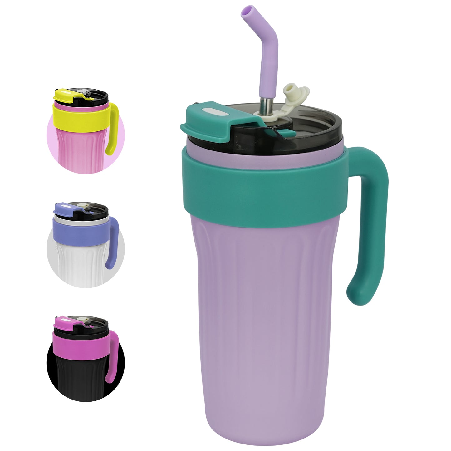 30oz Tumbler, Travel Tumbler with Handle and Straw, Stain Steel Water Bottle