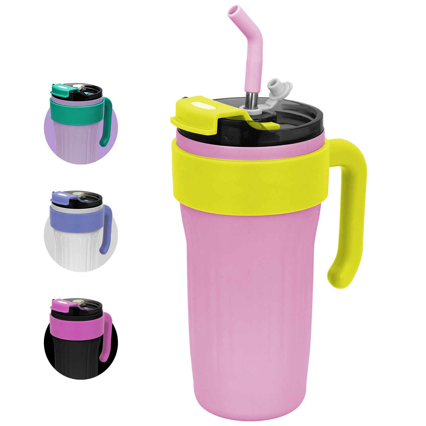 30oz Tumbler, Travel Tumbler with Handle and Straw, Stain Steel Water Bottle