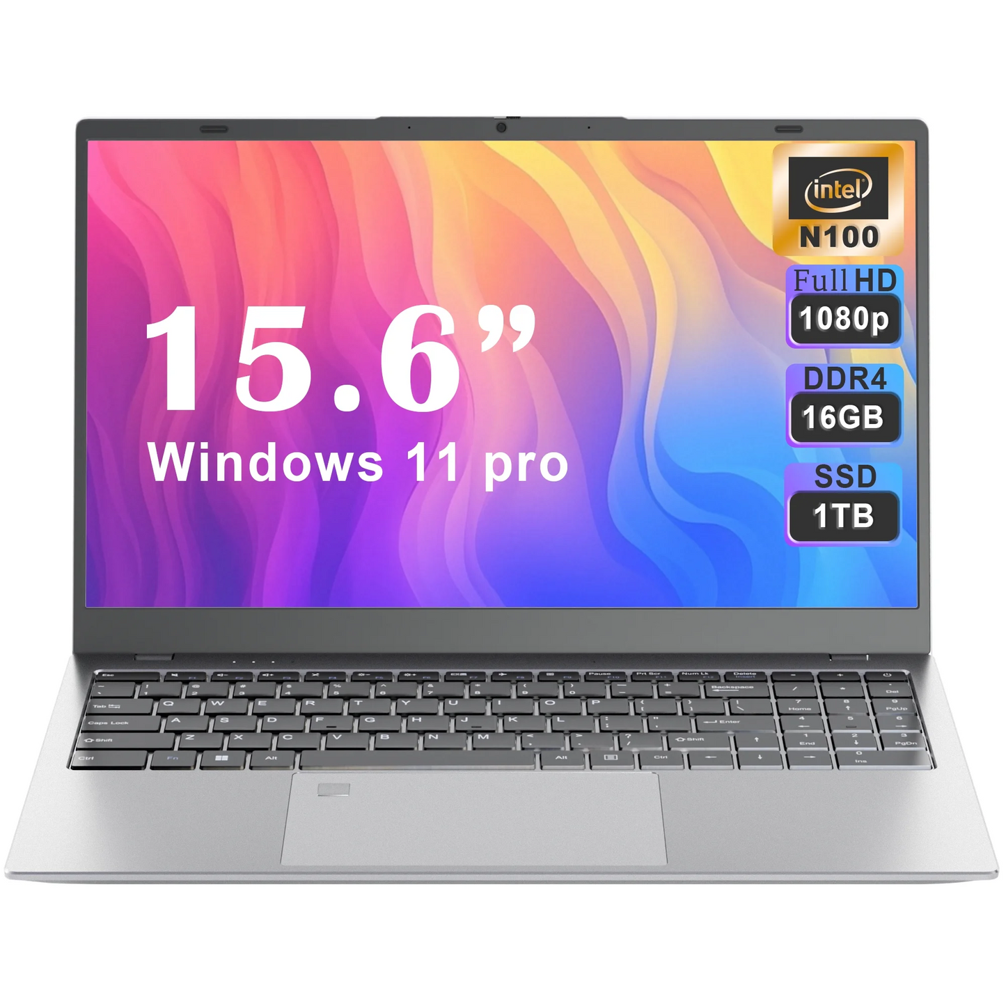 Restored SANPTENT 15.6" FHD Laptop, Intel Alder Lake N100, 16GB RAM, 1TB SSD, Win 11 Pro with Microsoft Office Computer (Refurbished)