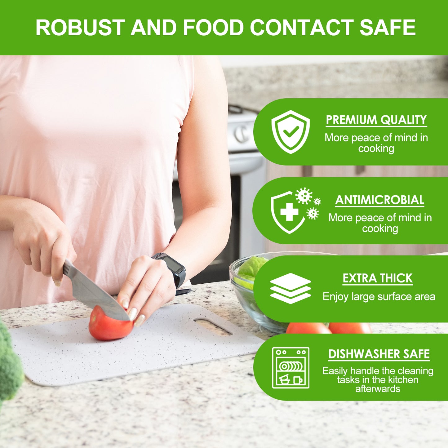 Soulgenix Cutting Boards for Kitchen, 3 Pieces Chopping Board with Non Slip Handles, Reversible Large Cutting Board Set, Dishwasher Safe