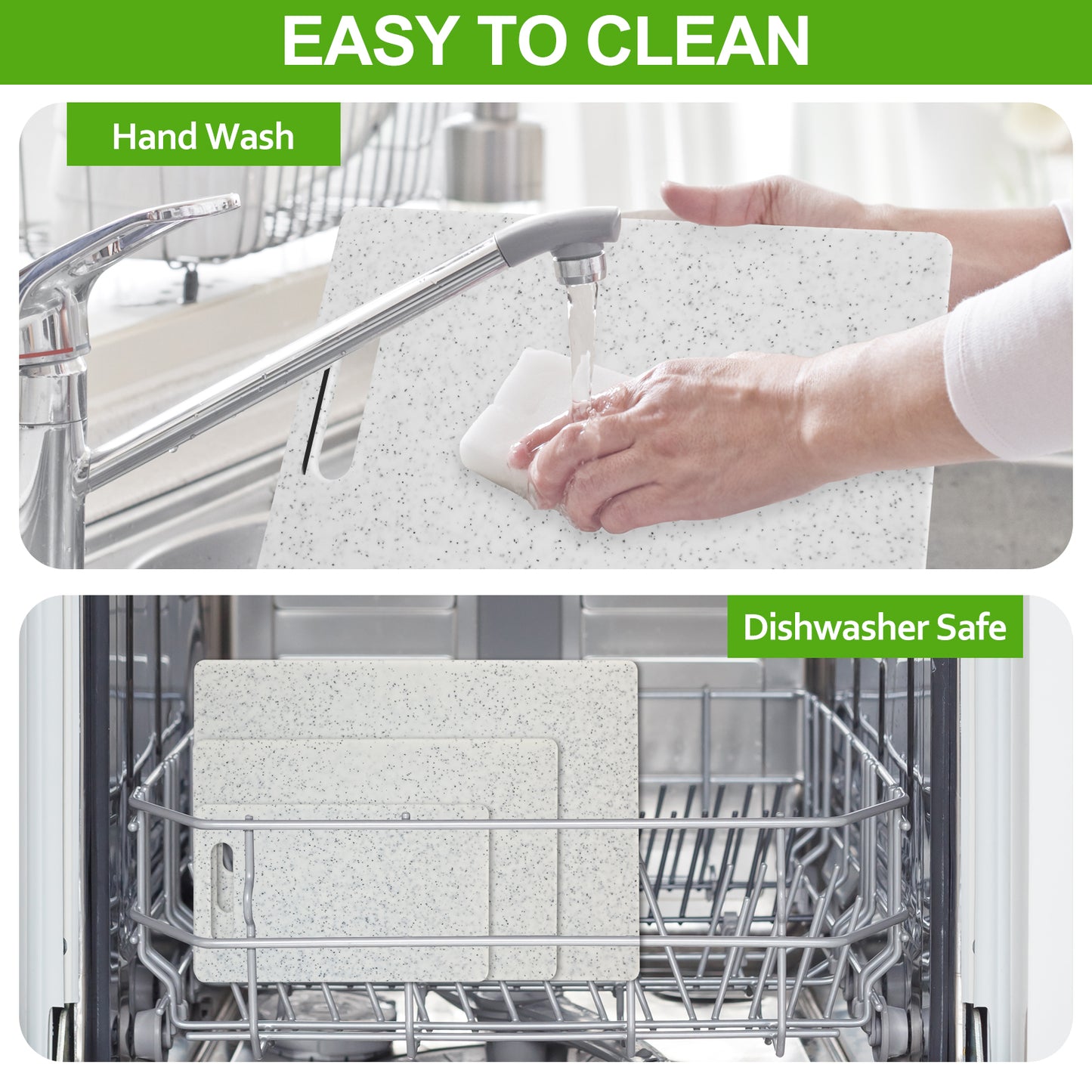 Soulgenix Cutting Boards for Kitchen, 3 Pieces Chopping Board with Non Slip Handles, Reversible Large Cutting Board Set, Dishwasher Safe