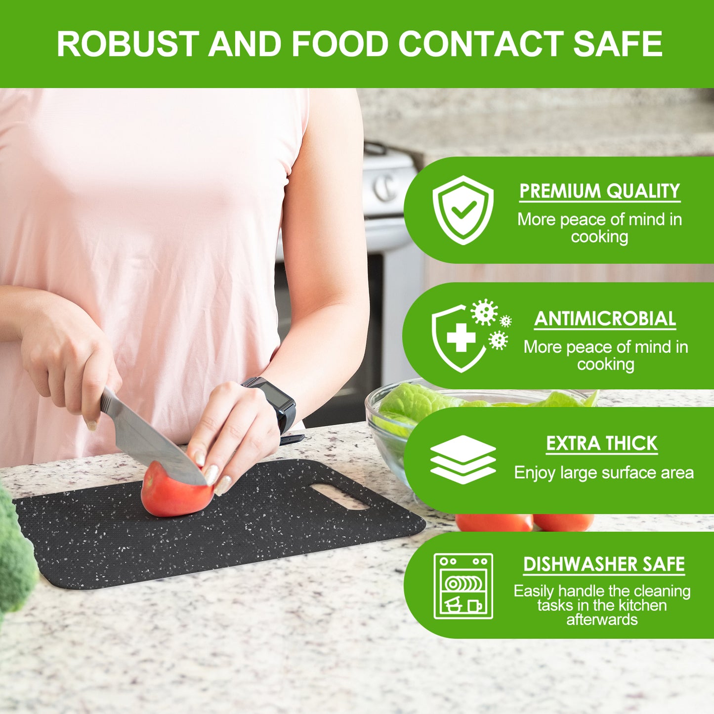 Soulgenix Cutting Boards for Kitchen, 3 Pieces Chopping Board with Non Slip Handles, Reversible Large Cutting Board Set, Dishwasher Safe