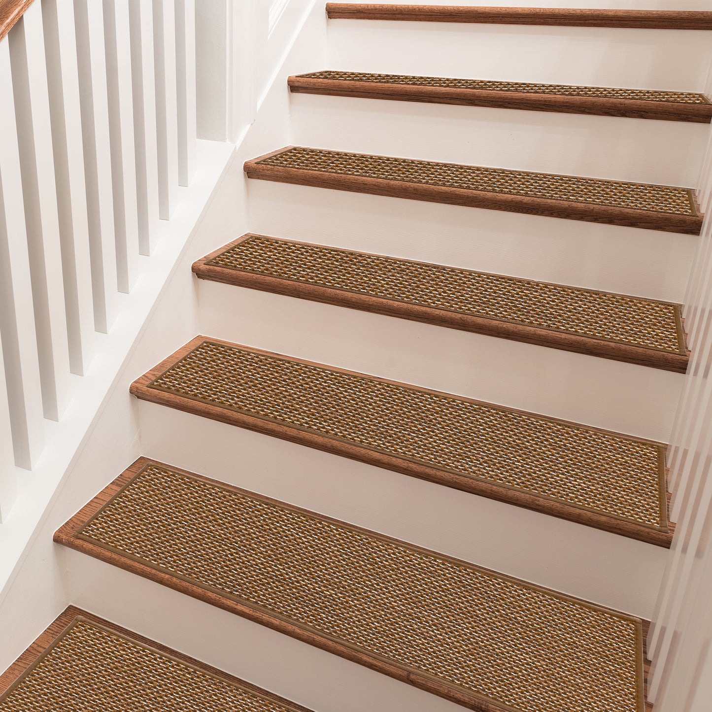 Pentantan Stair Treads for Wooden Steps, 15 Pack 8"x30" Non-Slip Stair Treads, Indoor Machine Washable Stair Runners for Elders and Pets, Beige