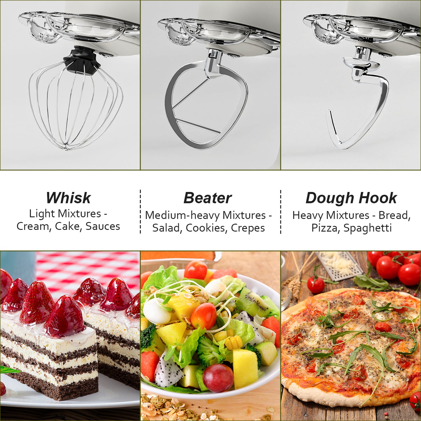 Bluebow 6.5QT Stand Mixer, 10+P Speeds Powerful Electric Kitchen Mixer with Dough Hook, Beater, Whisk, Food Mixer for Baking, Cooking