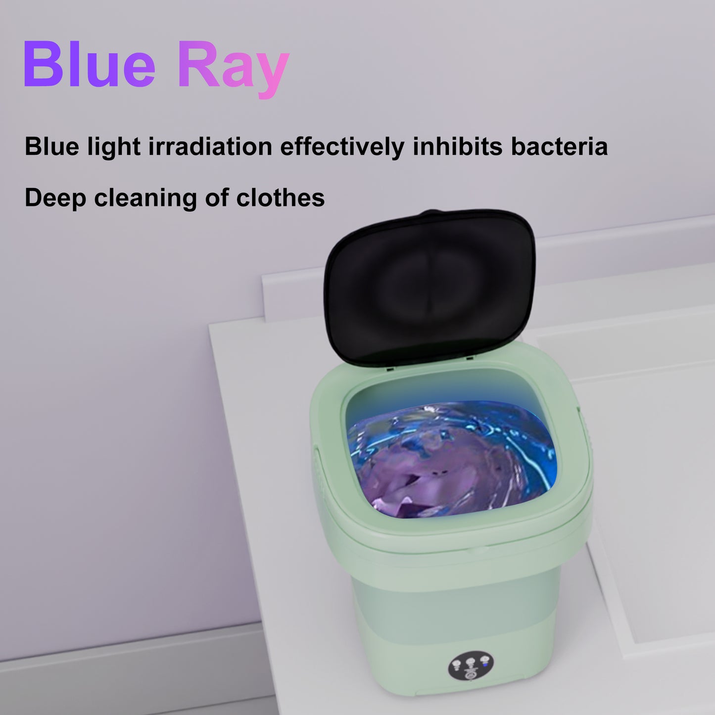 Pentantan 12L Portable Washing Machine, Mini Foldable Washer for Apartment, RV, Travel, Green