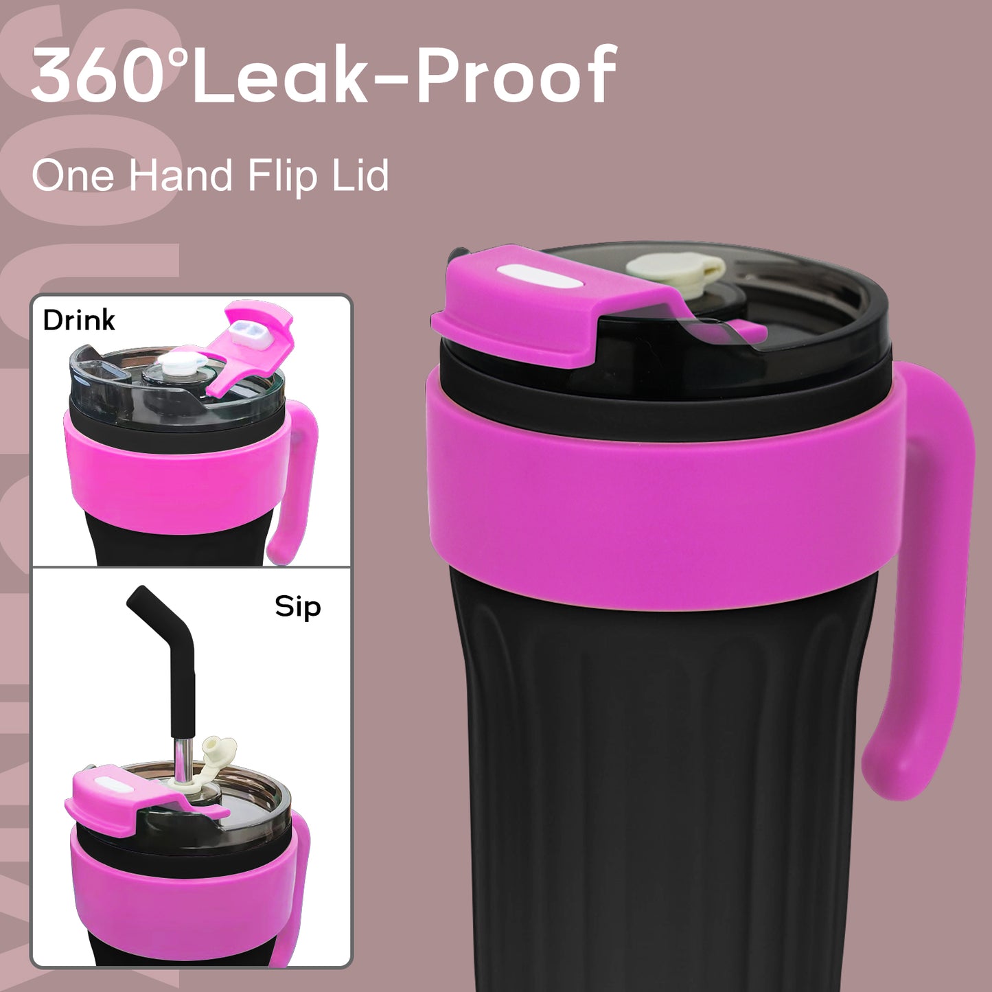 30oz Tumbler, Travel Tumbler with Handle and Straw, Stain Steel Water Bottle