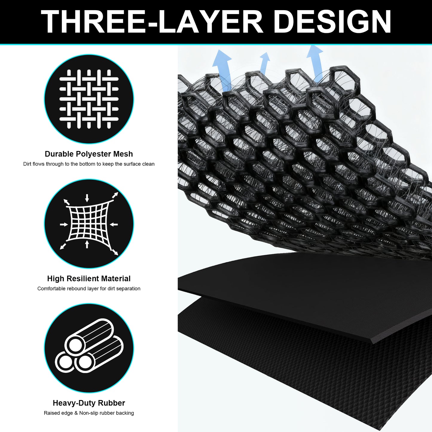 Vaparinckl Front Door Mat, Mesh Non Slip Doormat, Springy Welcome Outdoor Mat, Absorbent Rubber, Low Profile Dirt Trapper Indoor Rug For Entryway & Outside Entrance