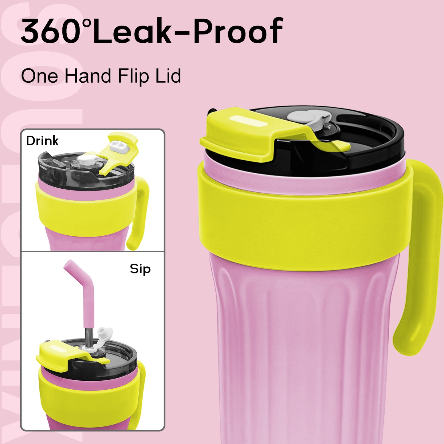 30oz Tumbler, Travel Tumbler with Handle and Straw, Stain Steel Water Bottle