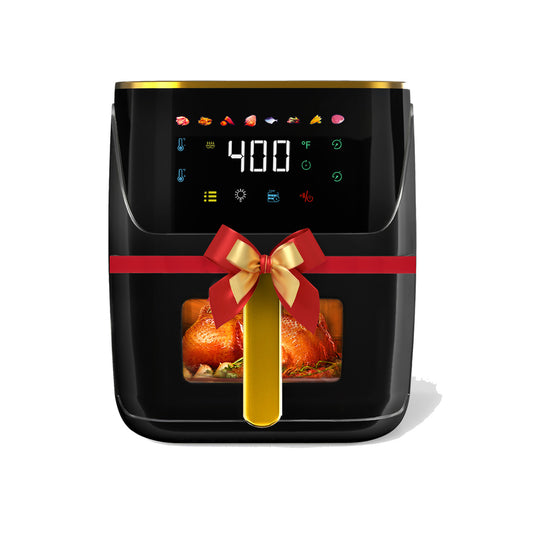 Bluebow Newest Air Fryer Large 8.5 QT, White, 8 in 1 Touch Screen, Visible Window, 1750W