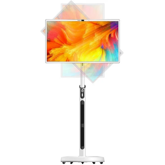 Easy-Goes Tech 27-Inch 1080p-Portable Touch-Screen-Monitor TV, Built-in 8GB RAM + 128GB Storage, Android OS, Built-in Battery, Android OS, Full Swivel Rotation, 60Hz Refresh Rate, Remote Control