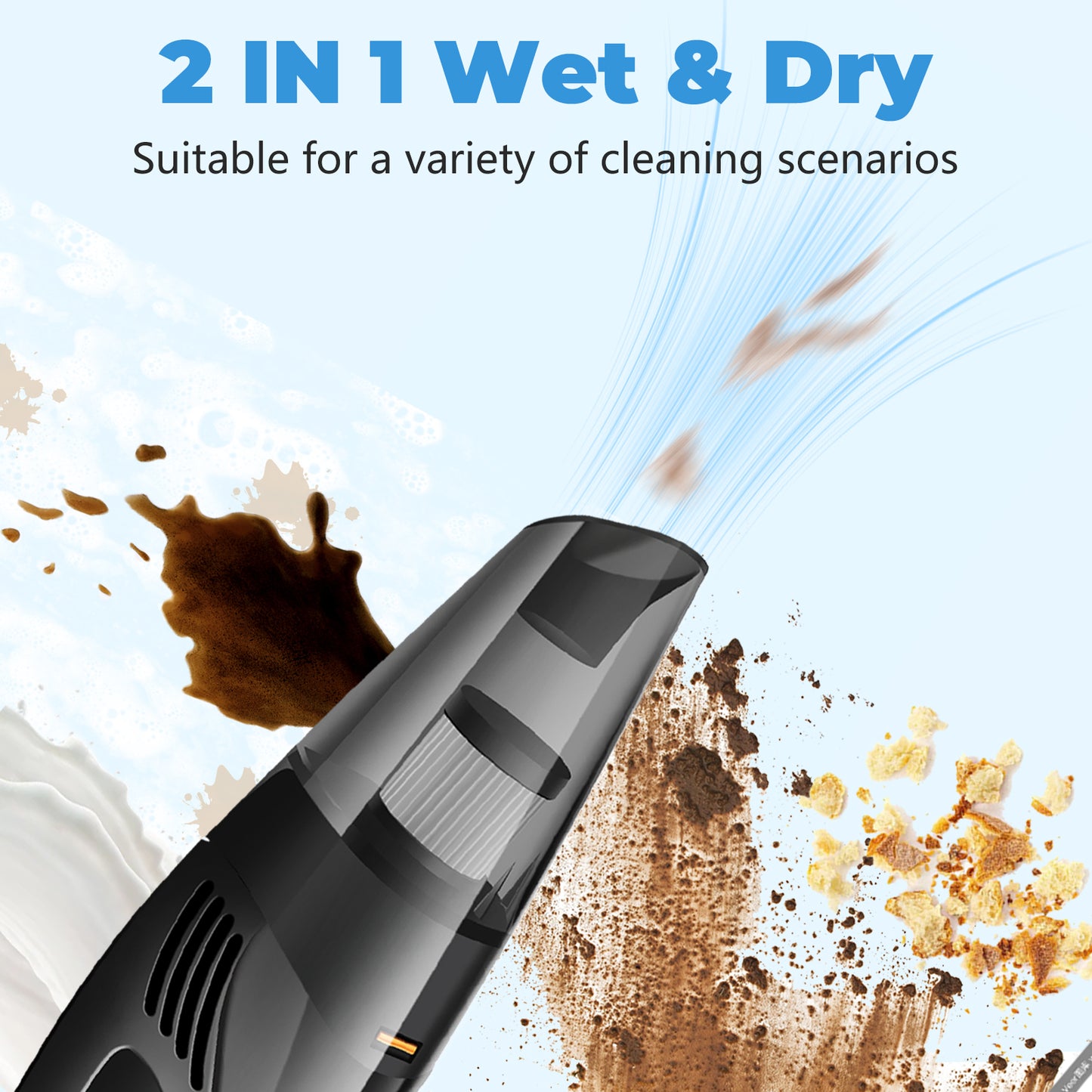 Cordless Handheld Car Vacuum, Portable Vacuum Cleaner, 12000PA Powerful Suction for Car and Pet Hair