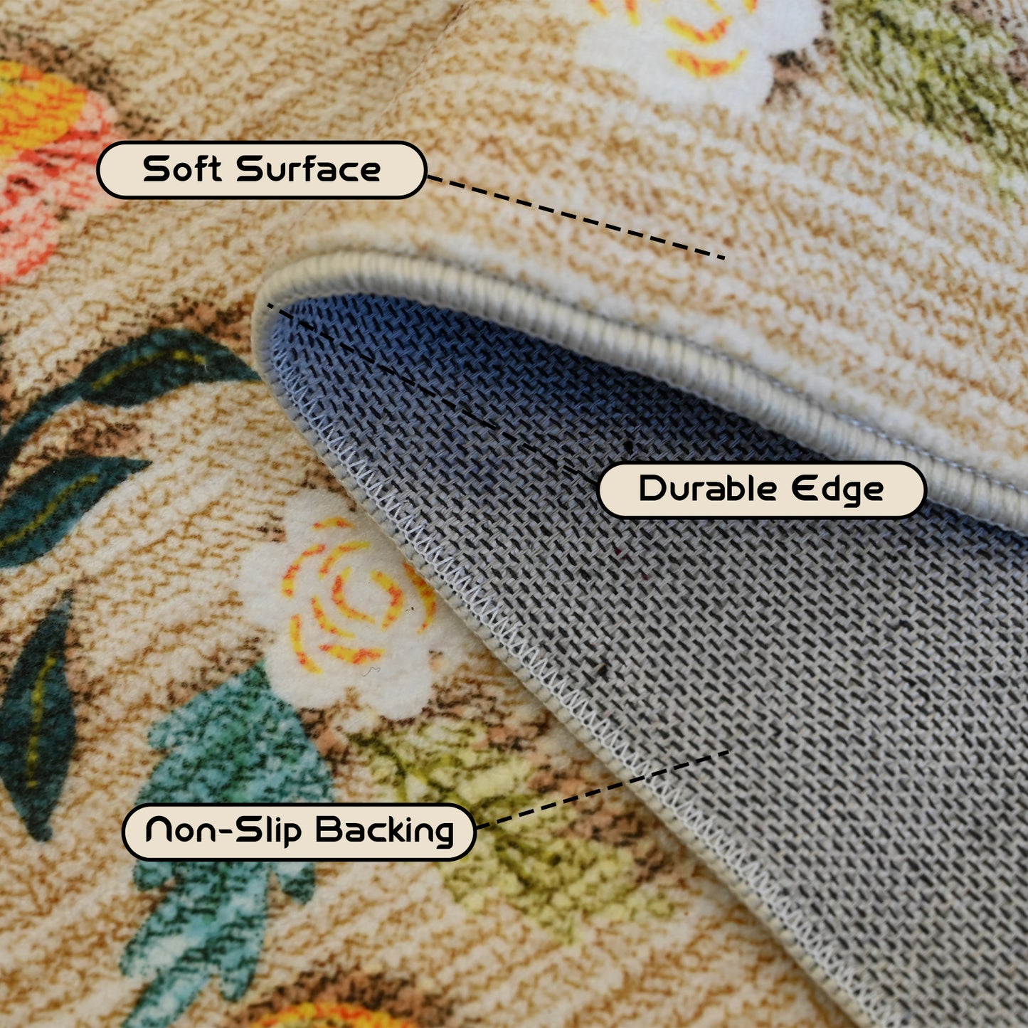 Pentantan 6'x9' Floral Area Rugs, Machine Washable Rug for Living Room- Soft Indoor Carpet, Low Pile for Bedroom, Dining Room, Playroom, Office