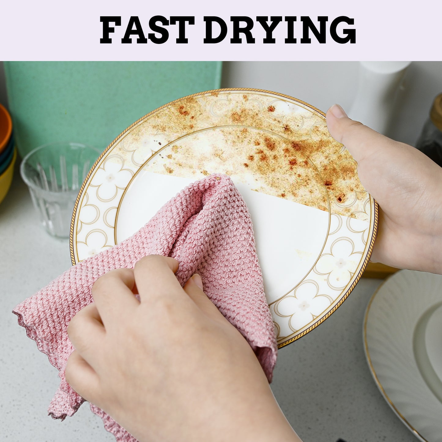 Cotton Dishcloth, 6 Pack Kitchen Towel Sets, Absorbent Kitchen Dish Cloth, Mixed Colors