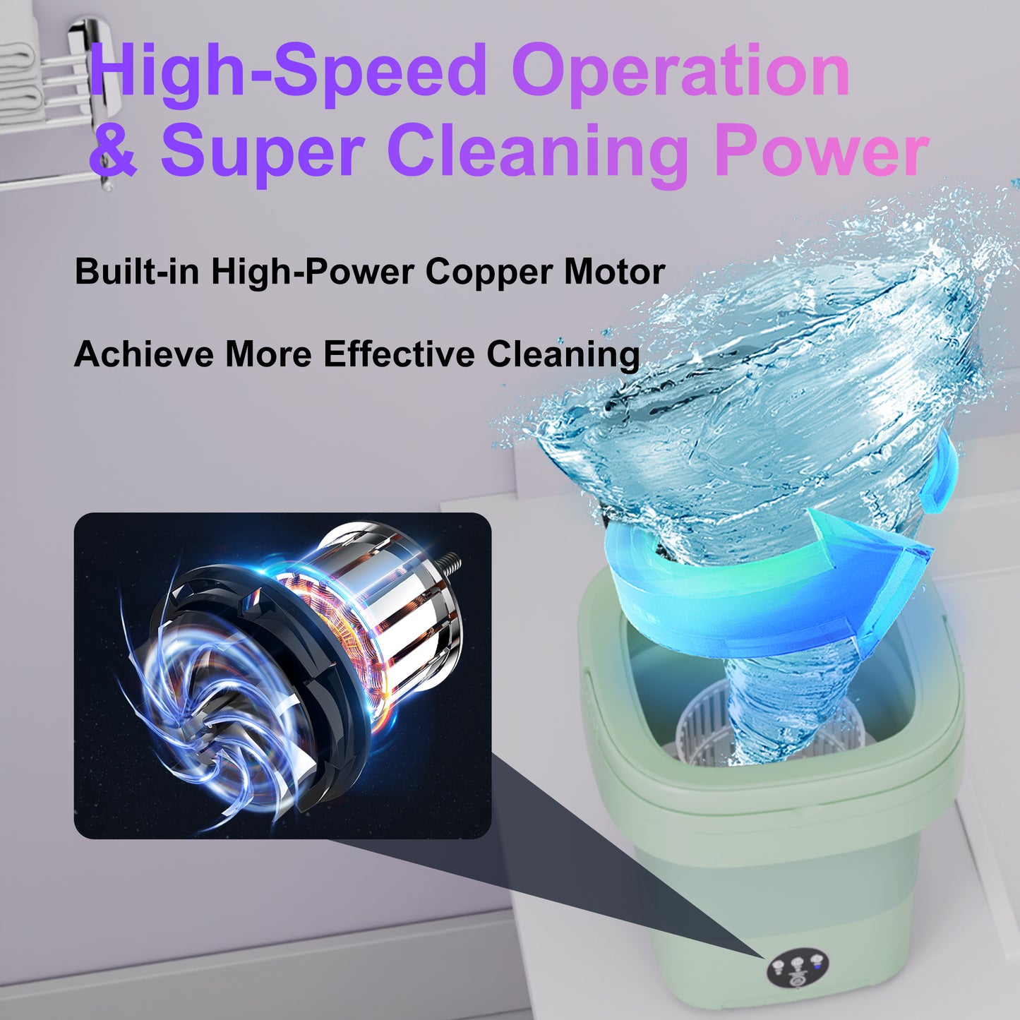 Pentantan 12L Portable Washing Machine, Mini Foldable Washer for Apartment, RV, Travel, Green