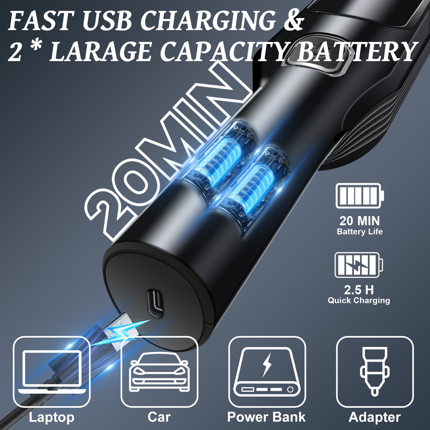 Pentantan Car Vacuum Cleaner, 9000Pa Cordless Handheld Vacuum, Lightweight Powerful Suction with Multi-Nozzles for Car