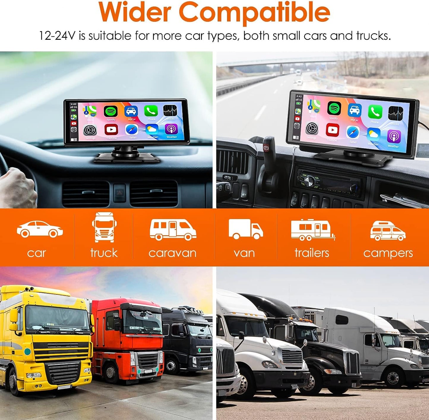 Lieucyst Wireless Apple CarPlay Dash Mount Portable Car Stereo, Android Auto, 9.33-Inch FHD Touchscreen Car Audio Receiver, Drivemate, Car Buddy with Voice Control, AUX/AV IN/USB, AHD Rear View Camera