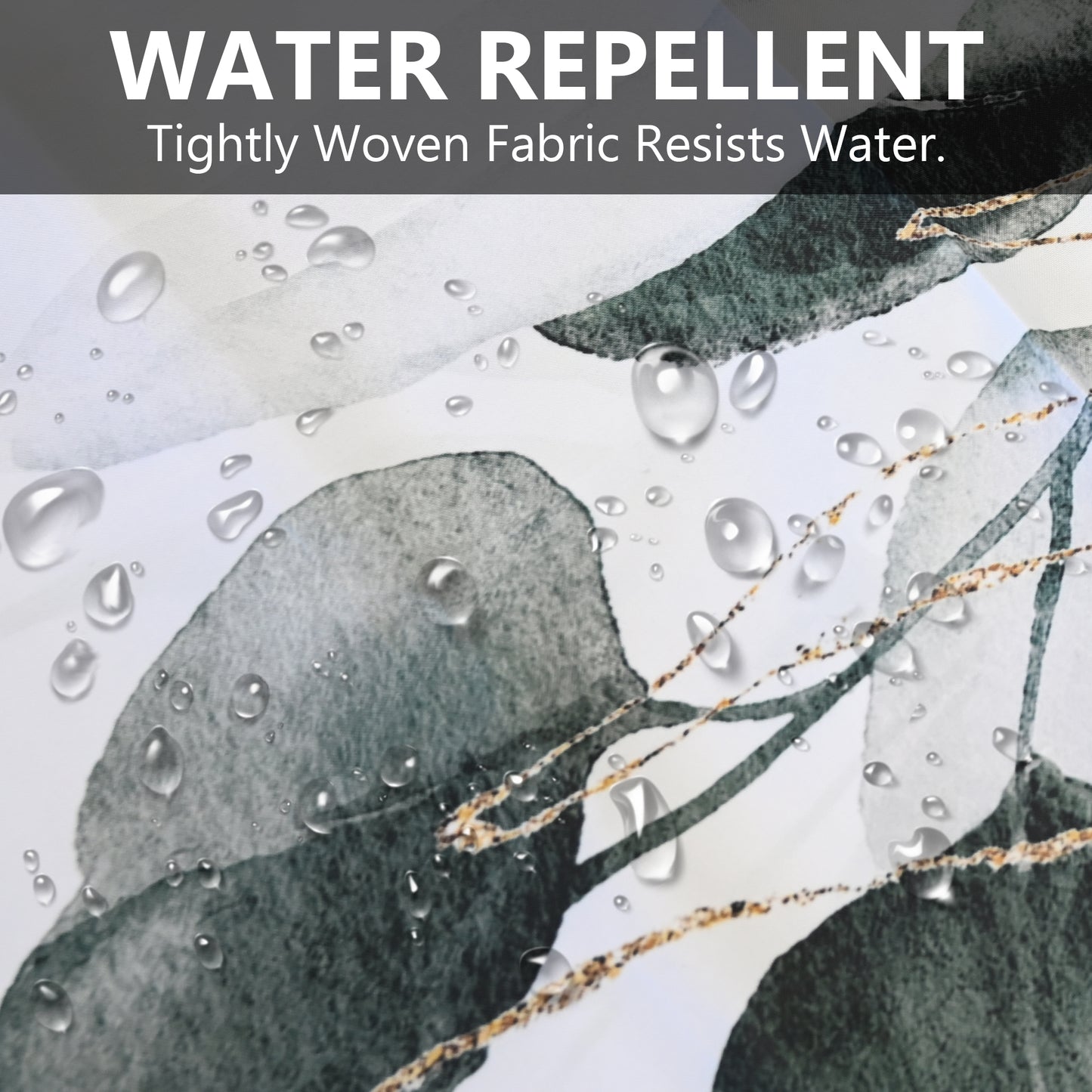 Vaparinckl Fabric Shower Curtain, Floral Watercolor Waterproof Liner Set with Hooks for Bathroom, 72"x72"