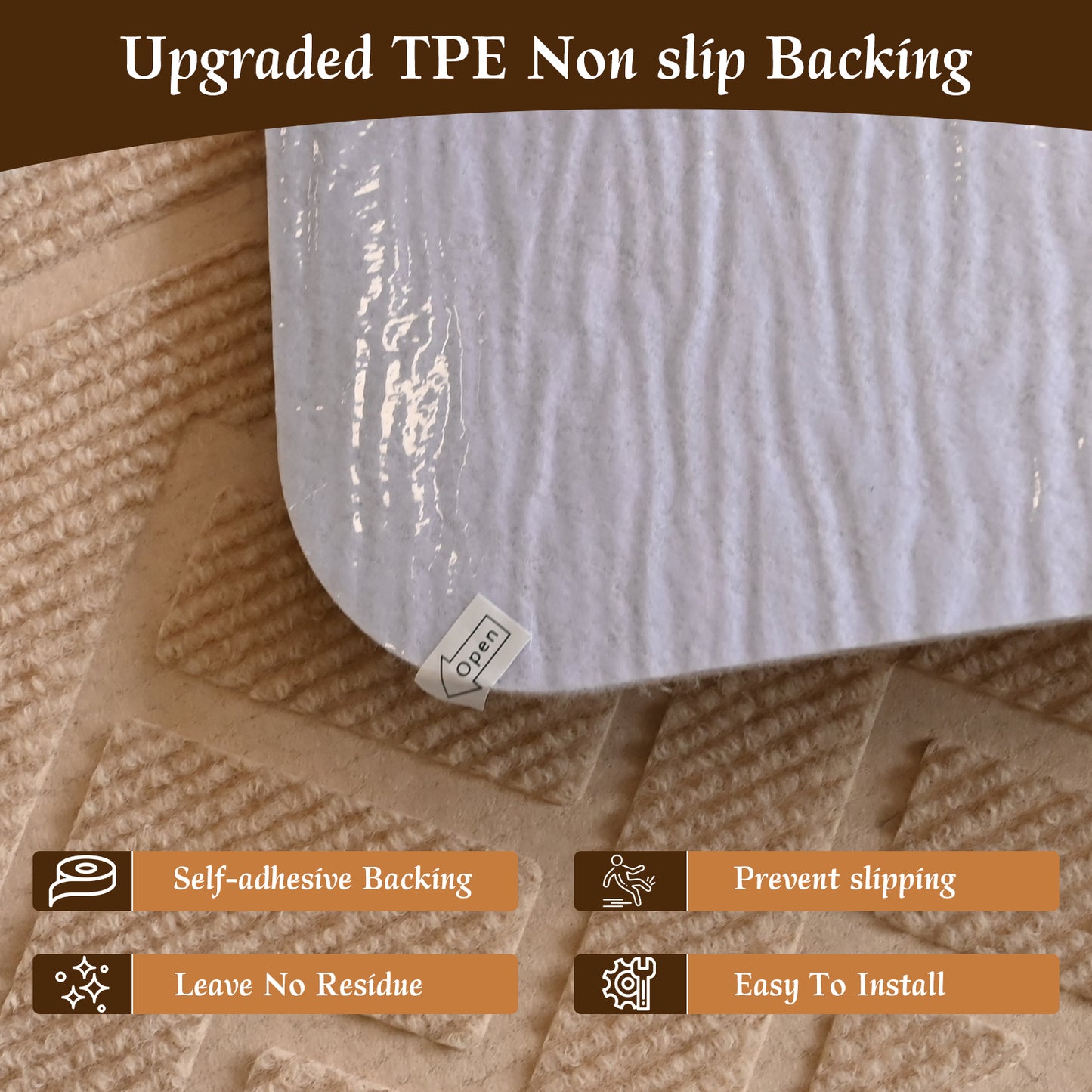 Pentantan Stair Treads for Wooden Steps, 15 Pack 8"x30" Non-Slip Stair Treads, Indoor Machine Washable Stair Runners for Elders and Pets, Beige