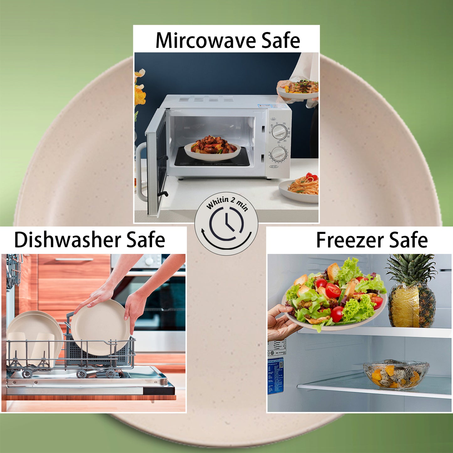 Wheat Straw Dinnerware Sets, 48 Pcs Unbreakable Dinnerware Sets for 4, Microwave Dishwasher Safe