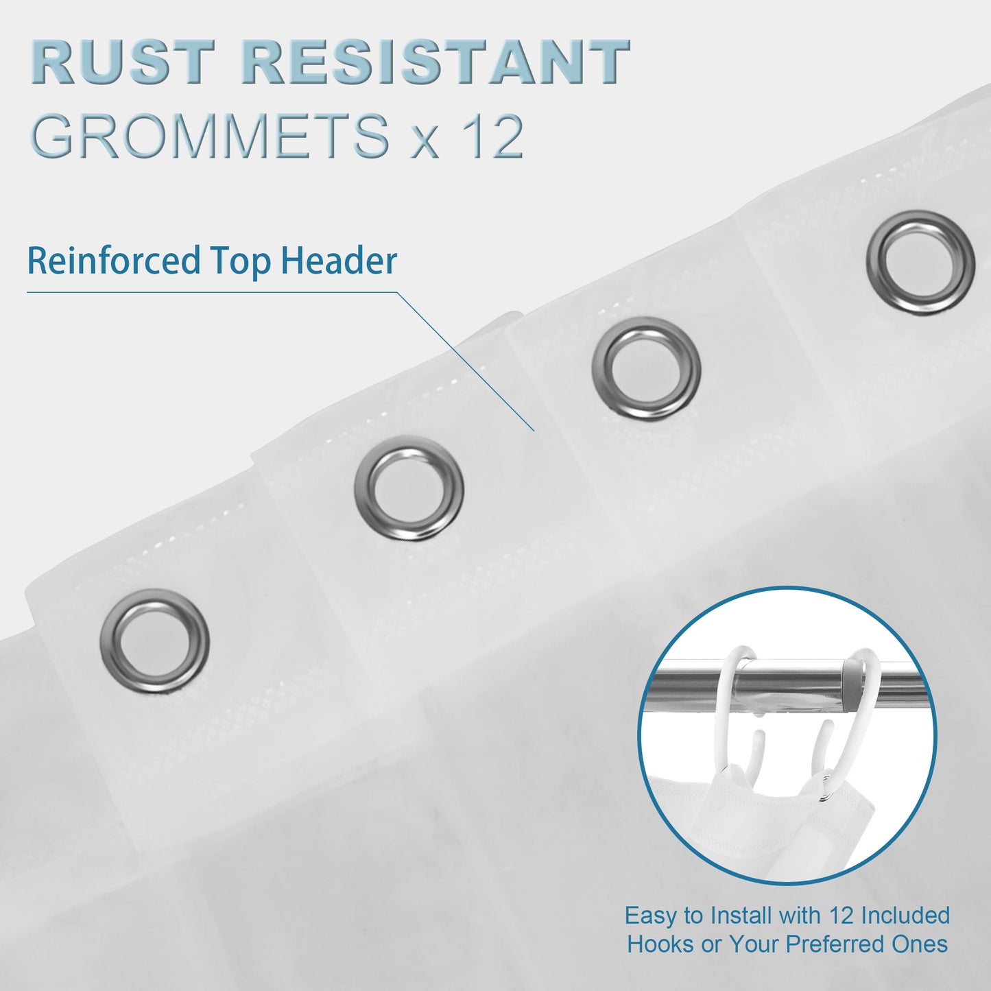 Vaparinckl Shower Curtain Liner, PEVA Waterproof Bathroom Accessories with 6 Magnets, Lightweight & Durable, 72"x72", Clear