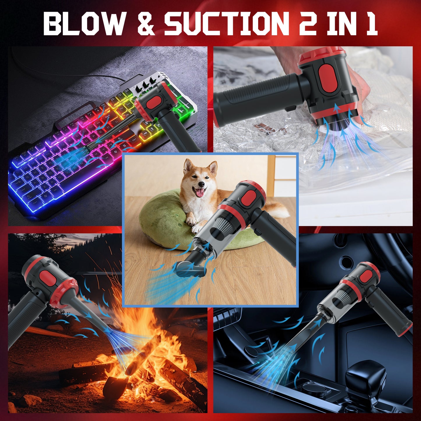 Handheld Car Vacuum Cleaner, 12000PA High Power Cordless Vacuum Cleaner & Air Duster, Portable Mini Vacuum for Car, Home, Office