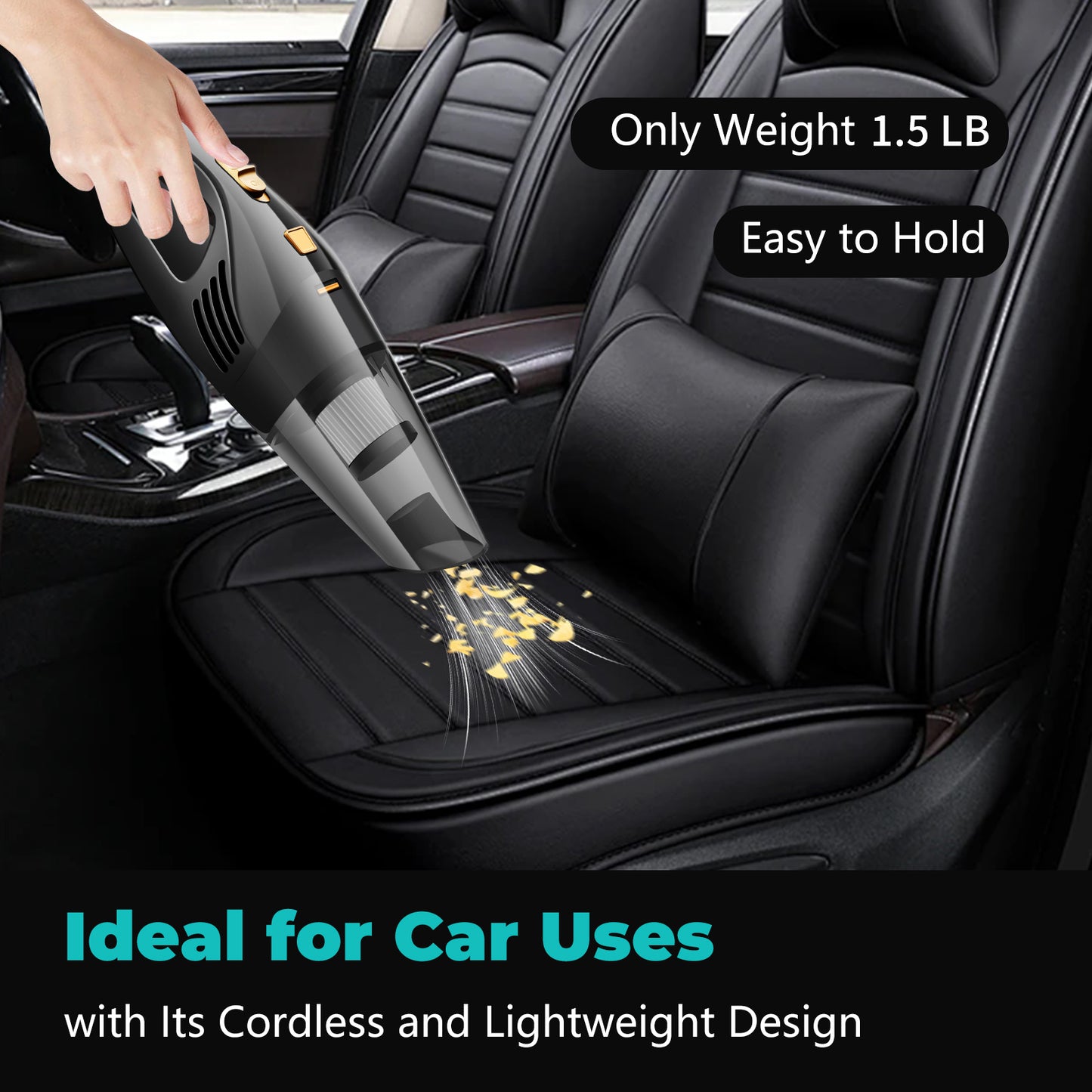 Pentantan Cordless Handheld Vacuum with 12000PA Powerful Suction, Portable Car Vacuum Cleaner For Car