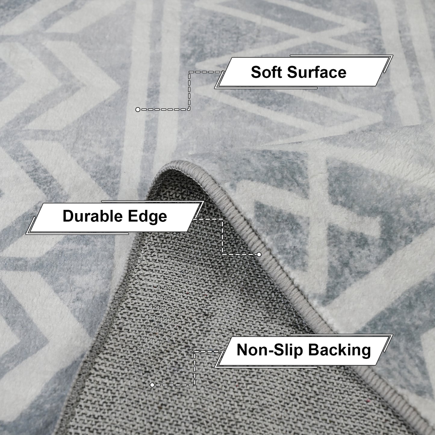 Pentantan Area Rugs, Machine Washable Neutral Geometric Living Room Rug, Soft Moroccan Indoor Carpet for Bedroom